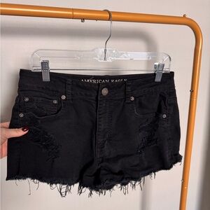 American Eagle Outfitters Black Frayed Jean Shorts